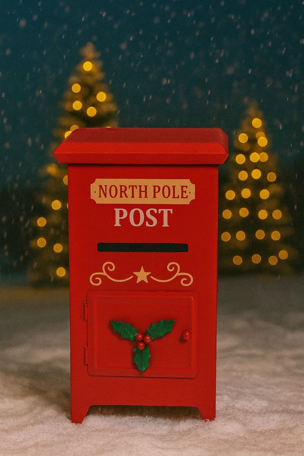 Vianočná schránka na listy, červená, 18x12x30 cm