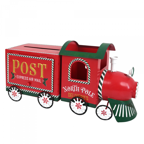 Vianočná schránka na listy, vláčik, červená, 46x15x22 cm