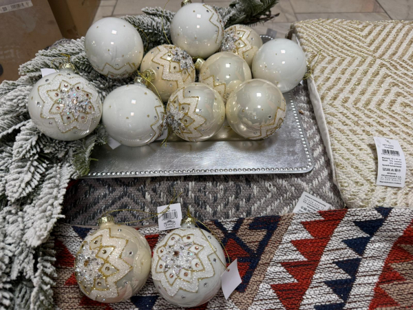 Vianočné ozdobné gule, šampanská farba, 8 cm, 12 ks v balení