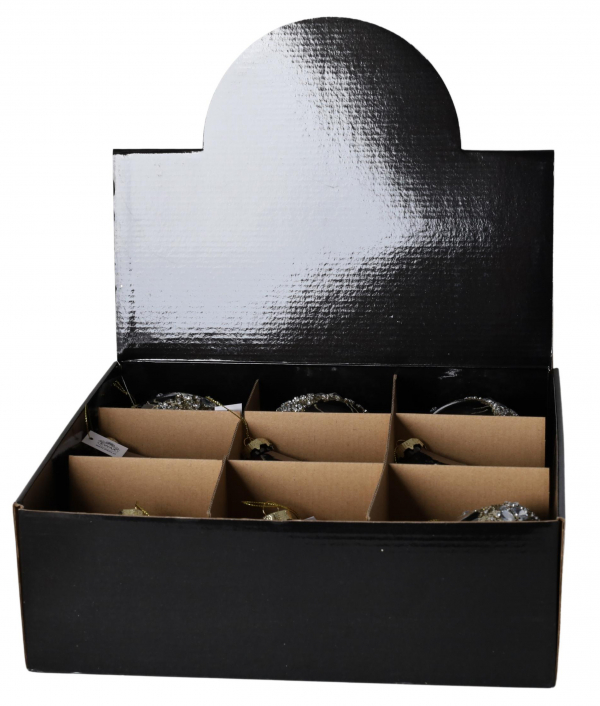 Vianočné ozdobné gule, tmavá farba, mix 3 vzory, 9 ks v balení