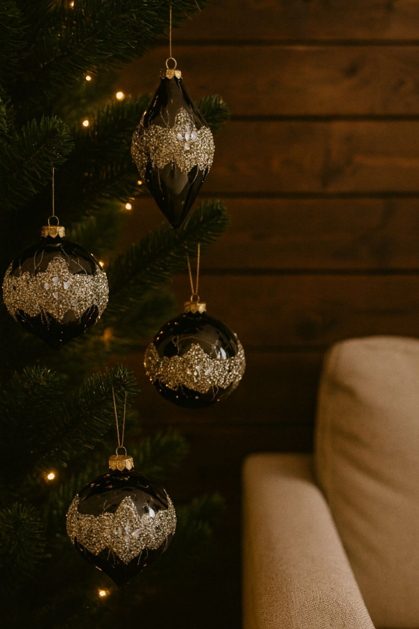 Vianočné ozdobné gule, tmavá farba, mix 3 vzory, 9 ks v balení