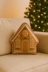 Vianočný vankúš, dekorovaný, domček, perníkový, 43x47 cm