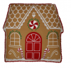 Vianočný vankúš, dekorovaný, domček, perníkový, 41x42 cm