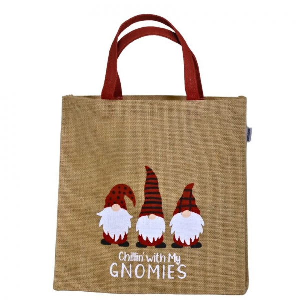 Vianočná taška, hnedá, dekorovaná, 30x30x10 cm