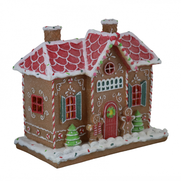 Vianočný dekoračný domček, perníkový, dekorovaný, LED