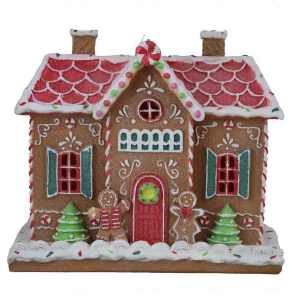 Vianočný dekoračný domček, perníkový, dekorovaný, LED