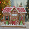 Vianočný dekoračný domček, perníkový, dekorovaný, LED