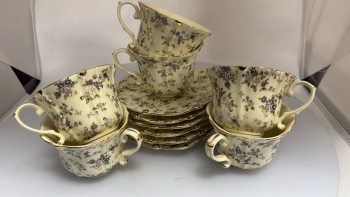 Šálka s podšálkou, kvetinová, 6 ks v sade, bez obalu