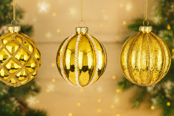Sklenené zlaté vianočné gule, 8 cm, 12 gúľ v balení