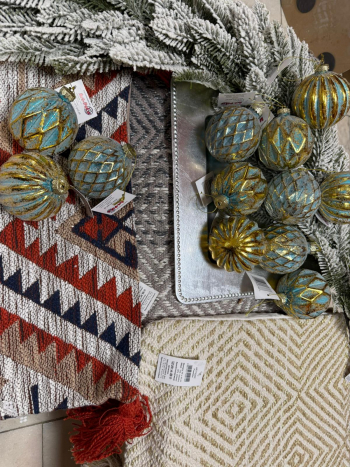 Sklenené zlato - modrasté, vianočné gule, 8 cm, 12 gúľ v balení