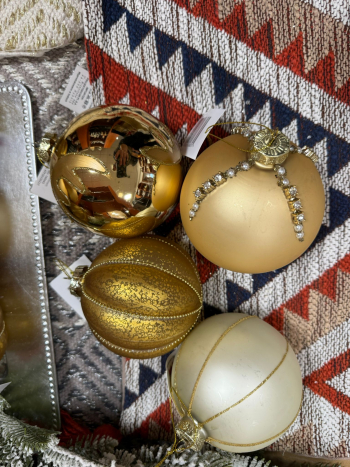 Sklenené zlato - medené, vianočné gule, 10 cm, 12 gúľ v balení