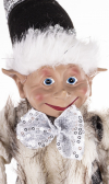 Vianočná dekoračná figúrka ELF, svetlo - čierny, 53x19x28 cm