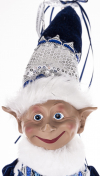 Vianočná dekoračná figúrka ELF, modrý, 52x22x30 cm