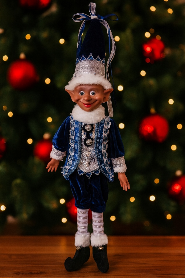 Vianočná dekoračná figúrka ELF, modrý, 52x22x30 cm