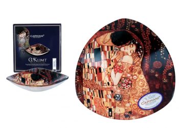 Dekorovaná sklenená misa, G. Klimt, bozk, 17x17 cm