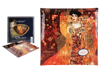 Dekorovaný sklenený tanie, G. Klimt, Adela, farebný, 25x25 cm