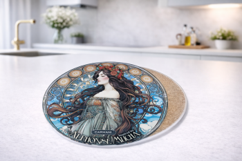 Keramická podložka, A. Mucha, modrá, 11 cm, 1 ks v balení