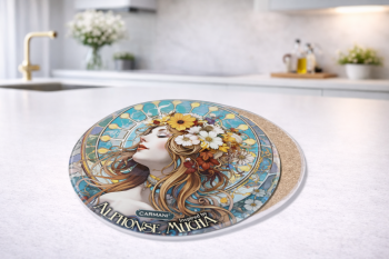 Keramická podložka, A. Mucha, farebná, 11 cm, 1 ks v balení