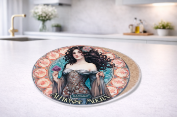 Keramická podložka, A. Mucha, dekorovaná, 11 cm, 1 ks v balení