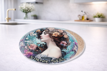 Keramická podložka, A. Mucha, zdobená, 11 cm, 1 ks v balení