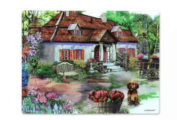 Sklenená podložka, Village Life, 40x30 cm