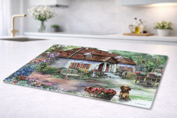 Sklenená podložka, Village Life, 40x30 cm