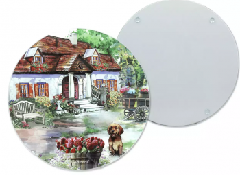 Sklenená podložka, Village Life, okrúhla, 30 cm