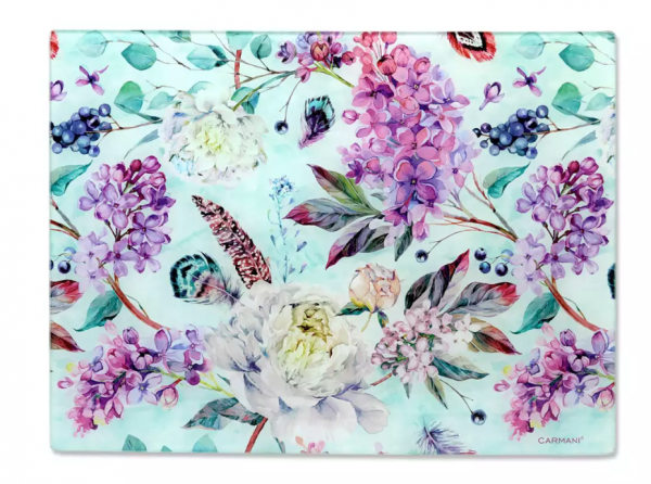 Sklenená podložka, kvety, 40x30 cm