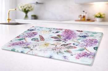 Sklenená podložka, kvety, 40x30 cm