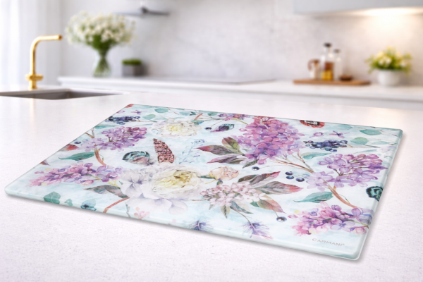 Sklenená podložka, kvety, 40x30 cm