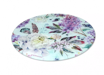 Sklenená podložka, kvety, okrúhla, 30 cm