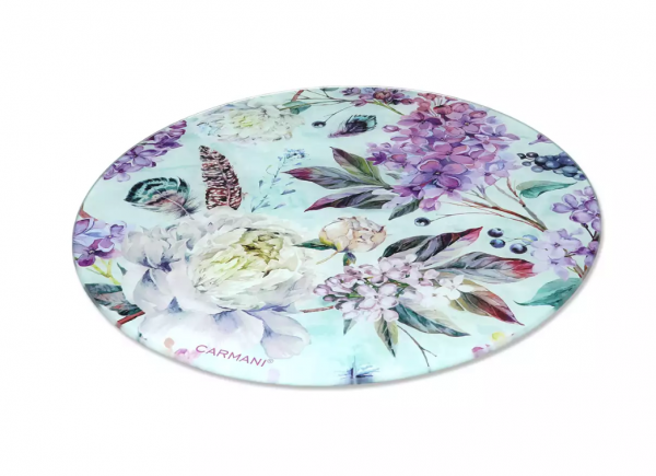 Sklenená podložka, kvety, okrúhla, 30 cm