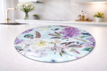 Sklenená podložka, kvety, okrúhla, 30 cm