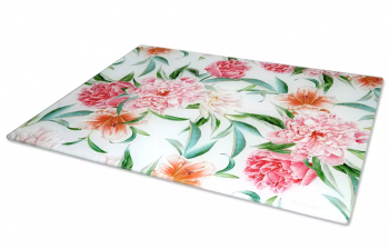 Sklenená podložka, kvety. svetlá, 40x30 cm