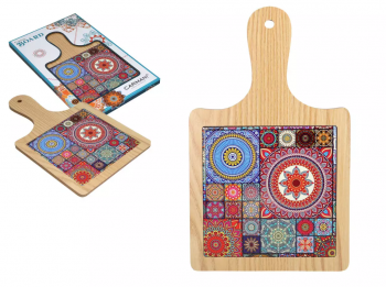 Keramická podložka na drevenom denku, farebná, 18x30 cm