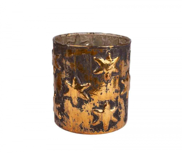 Sklenený svietnik Bosco Golden Eve, 7x7x8 cm