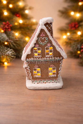 Vianočný perníkový domček, LED, 19x12 cm