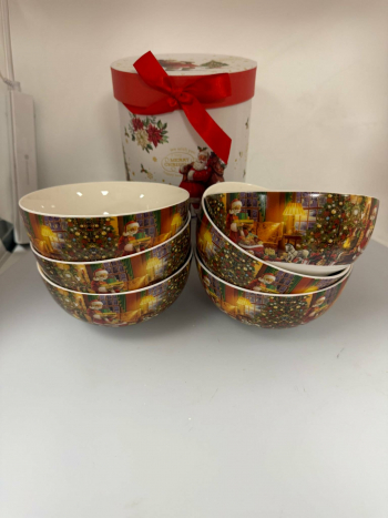 Vianočné misky, dekorované, farebné, 6 ks v sade