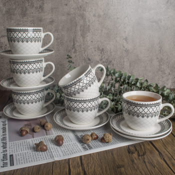 Sada šálok do kávy, dekorované, LIVELLO, 6 ks v sade