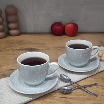 Sada šálok so spodkom, svetlé, 2 ks v sade, 250 ml