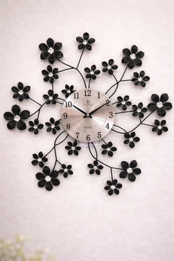 Dekoračné hodiny, kovové, čierne, 50 cm