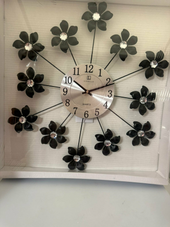 Dekoračné hodiny, kovové, čierne, 51 cm