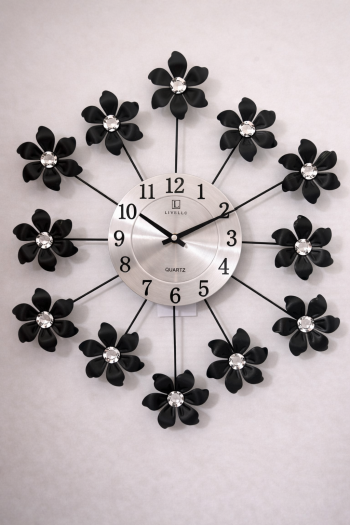 Dekoračné hodiny, kovové, čierne, 51 cm