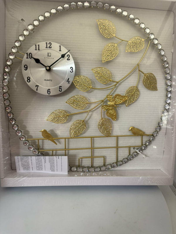 Dekoračné hodiny, kovové, svetlé - zlaté, 46 cm