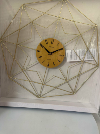 Dekoračné hodiny, závesné, kovové, zlaté, 50x4 cm