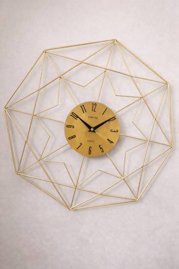 Dekoračné hodiny, závesné, kovové, zlaté, 50x4 cm