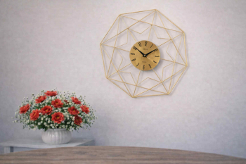 Dekoračné hodiny, závesné, kovové, zlaté, 50x4 cm