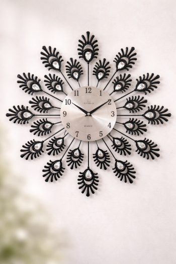 Dekoračné hodiny, kovové, tmavé, 50 cm