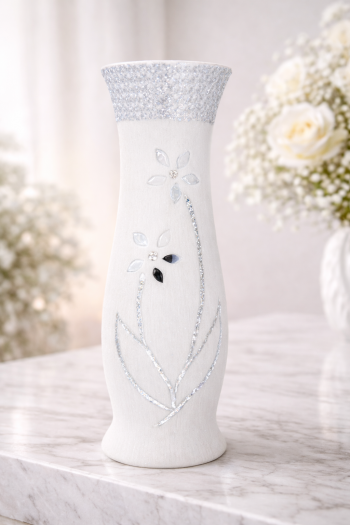 Dekoračná váza, svetlá, sádra, 61 cm