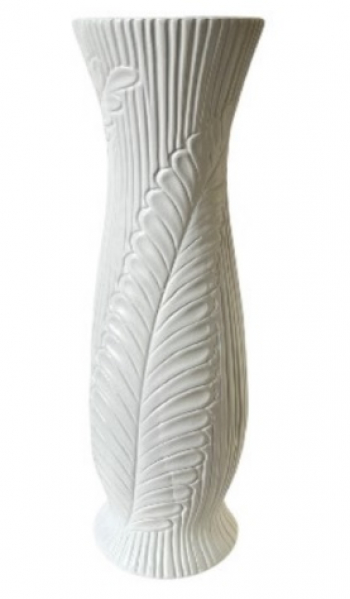 Dekoračná váza, biela, vzorovaná, sádra, 61 cm